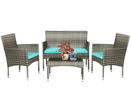 FDW Patio Conversation Set 4 Pieces Outdoor Furniture Set Wicker with Rattan Chair Loveseats Coffee Table for Outdoor Indoor Garden Backyard Porch Poolside Balcony @ $119.99