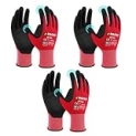Safety Work Gloves MicroFoam Nitrile Coated-3 Pairs Pack,Red Seamless Knit Nylon Glove with Black Micro-Foam Nitrile Grip,Ideal for General Purpose,Automotive,Home Improvement,Painting(XX-Large)