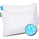 Cooling Bed Pillows for Sleeping 2 Pack Shredded Memory Foam Pillows Adjustable Cool BAMBOO Pillow for Side Back Stomach Sleepers – Luxury Gel Pillows Standard Size Set of 2 with Washable Cover @ $34.99