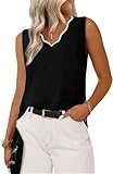 WIHOLL Womens Summer Sleeveless Tops Soft Cute V Neck Tank Tops Spring Fashion Clothing Trendy Work Blouses Cruise Business Casual School Outfits for Teachers Lightweight Black Sweaters L @ $7.79