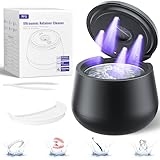 45kHz Ultrasonic Retainer Cleaner, 200ML Dental Cleaning Pod for Dentures, Mouth Guards, Braces, Aligner, Toothbrush Jewelry and More, UV Denture Cleaner with 4 Modes & Digital Timer