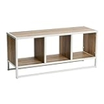 Household Essentials Jamestown TV Stand Coffee Table with Square Cube Storage Compartments Coastal Oak Rustic Wood Grain and White Metal @ $73.65
