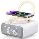 Alarm Clock with Bluetooth Speaker, Bedside LED Night Light, 15W Wireless Charger, FM Radio, Phone Stand, Dual Speakers, Snooze, 6 Levels Brightness, 31 Volume, Perfect for Living Room, Bedroom, Desk @ $12.80