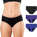 Bambody Absorbent Brief, 5th Gen – X-Small, 3 Pack, Black – Dark Blue – Purple