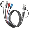 Cruise Essentials 4 in 2 Charging Cable for Apple iWatch Charger/iPhone 17/Lightning/Micro, Travel Multi Charging Cable Cord Compatible for iWatch Ultra/SE/10-1, iPhone16-6, Android, Car Accessories