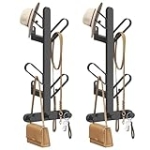 SONGMICS HOME Set of 2 Wall-Mounted Coat Racks, Wall Hooks, Branch-Look Racks with 14 Hooks, Ball Tips, for Clothes, Hats, Bags, Ink Black URCR036B01