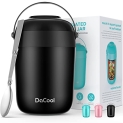 DaCool Kids Thermos with Handle for Hot Cold Food Insulated Food Jar Food Thermos for Lunch Hot Soup Leakproof Stainless Steel With Spoon Keep Food Warm Thermal Container for School Camping Dark-Black @ $11.49