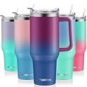 40 oz Tumbler with Handle and Straw, 100% Leak Proof Tumblers Cup, Stainless Steel Insulated Travel Coffee Mug, Keeps Drinks Cold for 24 Hours or Hot for 10 Hours, Fits for Car Cup Holder, PurpleBlue @ $12