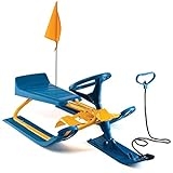 Machrus Frost Rush Snow Sled with Steering Wheel, Twin Brakes & Pull Rope – Winter Racer Snow Sled for Kids and Adults for Sledding @ $38.71