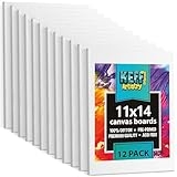 KEFF 12-Pack Bulk Canvas for Painting, 11×14 Canvas for Acrylic Painting, Oil, Watercolor, Tempera – Canvas Boards for Painting – Art Supplies for Adults & Kids, 100% Cotton Primed Painting Canvas @ $6.8