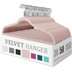 Flysums Premium Velvet Hangers 50 Pack, Heavy Duty Study Pink Hangers for Coats, Pants & Dress Clothes – Non Slip Clothes Hanger Set – Space Saving Felt Hangers for Clothing @ $18.00