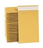 EnDoc Bubble Mailers #000 4×7.25 Inches – Self-seal Envelope – Lightweight, Gold Kraft Padded Wrap – 25 Pack