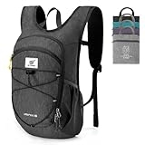 SKYSPER 15L Foldable Hiking Backpack Lightweight Packable Travel Daypack with Chest Strap Small Outdoor Folding Back Pack Collapsible Bag for Women Men (Black) @ $28.96