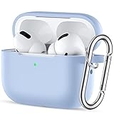 SNBLK Case, Silicone Protective Cover Skin with Keychain Compatible with Apple AirPods Pro 2nd/1st Generation(2022 /2019) Case, Front LED Visible, Sky Blue @ $2.99
