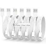 iPhone Charger [Apple MFi Certified] 6Pack(3/3/6/6/6/10FT) Long Lightning Cable Fast Charging iPhone Charger Cord Compatible iPhone 14/13/12/11 Pro Max/XS MAX/XR/XS/X/8/7/6 Plus iPad AirPods(White) @ $3.98