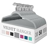 Flysums Velvet Hangers 50 Pack, Heavy Duty Gray Hangers for Coats, Pants & Dress Clothes – Non Slip Clothes Hanger Set – Space Saving Felt Hangers for Clothing @ $8.40