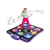 Dance Mat Toys for 3-12 Year Old Kids, Kids Dance Mat with Light-up 8-Button Wireless Bluetooth, Dance Pad Toy with 5 Game Modes, Christmas Birthday Toys Gifts for 3 4 5 6 7 8 9 10+ Year Old Girls
