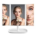 Makeup Mirror Vanity Mirror with Lights, 3 Color Lighting Modes 52 LED Trifold Mirror, 1X 2X 3X Magnification, Touch Control, Dual Power Supply, 360 Degree Adjustable Stand Portable LED Makeup Mirror @ $82.99