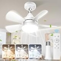 OSTIVE Socket Ceiling Fans with Lights and Remote – Socket Fan Light with Dimmable Led Light Bulb, 3 Colors 3000K-6500K, 2000 Lumens, Screw in Small Ceiling Fan for Bedroom Living Room Kitchen Garage @ $19.99