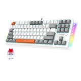 Mechanical Gaming Keyboard, E-YOOSO Wired Mechanical Keyboard with Red Switches, 87 Keys Gaming Keyboard with Solid Color Backlit & RGB LED Sidelight for Windows Mac PC Gaming