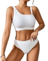 ESPRLIA Women High Waisted One Shoulder Bikini Set Sports Color Block Bathing Suit @ $9.99