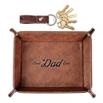 Best Dad Ever Gifts for Dad from Daughter Son Kids, Unique Birthday Gifts for Stepdads Husband Men, PU Leather Valet Tray @ $8.80