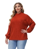 Women Knited Sweater Winter and Fall Sweaters Christmas Pullover Long Sleeve Classic Sweaters 16W Orange Red @ $16.50