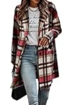 PRETTYGARDEN Women Plaid Shacket Jacket Trendy Fall Casual Button Wool Blend Tartan Trench Coat Winter Clothing with Pockets (Red,X-Large) @ $19.99
