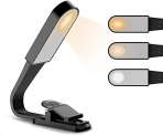 Book Light, USB Rechargeable Reading Light with Touch Sensor, Reading Lamp with 3 Eye-Care Adjustable Brightness Modes, Flexible Clip on Book Light for Reading in Bed, Travel (Warm & White Light)