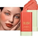 Blush Stick, Cream Blush Stick for Cheeks & Lips, Blendable Long-Lasting Multi-Use Contour Stick & Highlighter Makeup (#3 CORAL ORANGE) @ $3.59