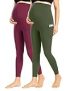 Enerful Women’s Maternity Leggings Over The Belly with Pockets Pregnancy Pants Active Wear Workout Yoga Tights，Wine Red Green Small @ $7.12