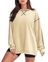 Zeagoo Sweatshirts for Women Trendy Long Crewneck Tops Soft Lighweight Tunic Hoodies Pullover Oversized Fall Winter Hoodies Apricot M