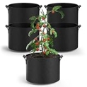 POROLIR 5-Pack Grow Bags 5 Gallon Thickened Plant Grow Bags Multi-Purpose Nonwoven Fabric Pots with Durable Handles, Outdoor Garden Plant Pots for Fruits Vegetables Flowers Herb Bonsai Plants, Black