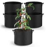 POROLIR 5-Pack Grow Bags 5 Gallon Thickened Plant Grow Bags Multi-Purpose Nonwoven Fabric Pots with Durable Handles, Outdoor Garden Plant Pots for Fruits Vegetables Flowers Herb Bonsai Plants, Black