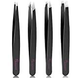 Tweezers Set-4 Pieces Slanted and Pointed Stainless Steel Tweezers (Black) @ $12.00