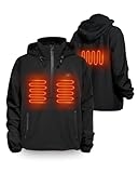 Soulsfeng Heated Hoodie with Battery Waterproof Heated Jacket Sweatshirt for Men and Women Black 2XL