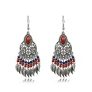 Vintage Bronze Bohemian Earrings for Women Colorful Bead Earrings Handmade Bead Round Tassel Geometry Earrings Bohemia Handmade Antique Ethnic Earrings Brown Jewelry (T: Silver Red Leaf) @ $2.99