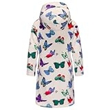 DNggAND Boys Girls Bathrobes,Toddler Boy Girl Robes,Children’s Plush Soft Coral Fleece Hooded Pajamas Sleepwear for Kids A White Butterfly 11-12Y