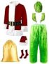 dgdgcool Halloween Costumes Adult, 8pcs Furry Green Santa Costume Men Christmas Cosplay Santa Claus Costume For Men (Red, M) @ $34.79