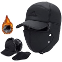 TOMTU Black Winter Trapper Hats for Men @ $9.00
