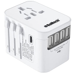 ROMECH Universal Travel Adapter International Wall Charger AC Plug Adaptor for Global Travelling USA Europe EU UK AUS (One Type C + Four USB Type A @ $11.01