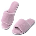 DL Open Toe Womens Slippers Indoor, Cozy Memory Foam House Slippers for Women Slip On, Comfy Soft Flannel Womens Bedroom Slippers Slide Breathable Size 7-8 Dark Pink