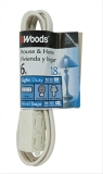Woods 0600W 3-Outlet 16/2 Cube Extension Cord w/ Power Tap; 6-Feet (White) @ $1.99