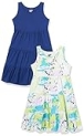 Amazon Essentials Girls’ Knit Sleeveless Tiered Dresses (Previously Spotted Zebra), Pack of 2, Green/Navy, X-Large @ $7.50