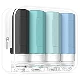 Redfly Travel Bottles for Toiletries, Tsa Approved 3oz Travel Size Containers, Leak Proof Silicone Travel Containers for Toiletries, BPA Free Refillable Travel Accessories for Shampoo Conditioner Gray @ $6.49 ($1.62 / Count)