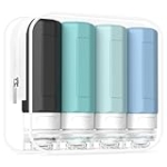 Redfly Travel Bottles for Toiletries, Tsa Approved 3oz Travel Size Containers, Leak Proof Silicone Travel Containers for Toiletries, BPA Free Refillable Travel Accessories for Shampoo Conditioner Gray @ $6.49 ($1.62 / Count)