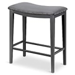 KATDANS Grey Bar Stool Counter Height 24 Inches Backless Barstool for Kitchen Counter Modern Saddle Stool Velvet Nailhead Upholstered Stool, KS718PN, 1Pc @ $47.99