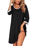 Ekouaer Womens Nightgown Half Sleeve Sleepwear Loose Sleeves Modal Nightgown for Women,Black L @ $9.74