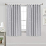 PrinceDeco Natural Linen Curtains Linen Textured Living Room Curtain Light Reducing Bedroom Drape Panels Light Filtering Tab Top Window Treatments Panels(2 Panels @ $12.99