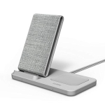 iOttie iON Wireless Duo 10W Stand + 10W Pad Qi-Certified Charger Compatible with iPhone and Samsung Galaxy | Includes Power Cable & Adapter | Light Grey